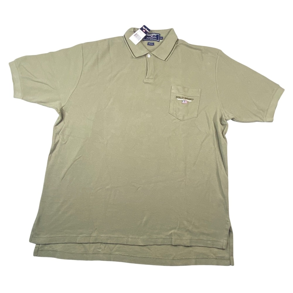 Polo Sport Ralph Lauren‎ Mens XXL Olive Green Waffle Knit Pocket Polo Shirt NWT